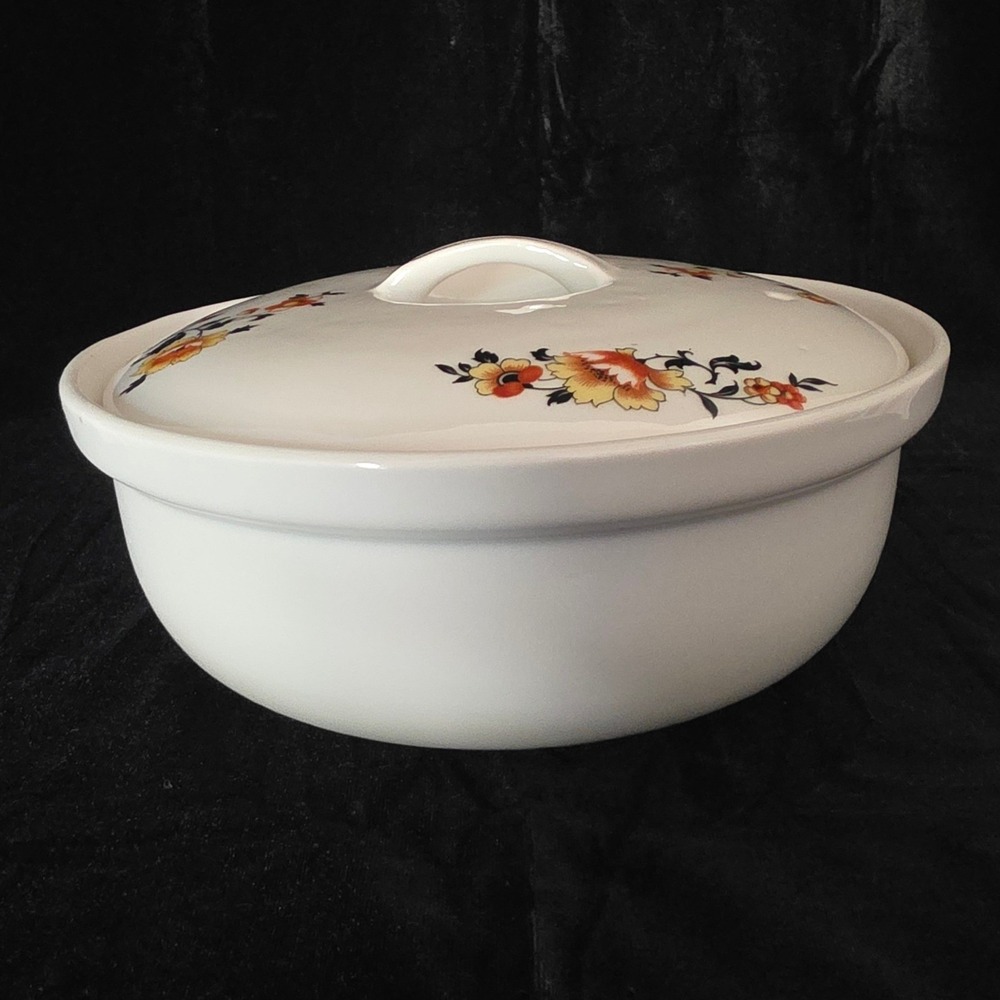 Royal Rochester Royalite Fraunfelter China Floral Casserole Dish with Lid
